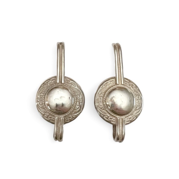 Sterling Silver 925 Celtic Design Button Round Drop Earrings - Picture 1 of 7